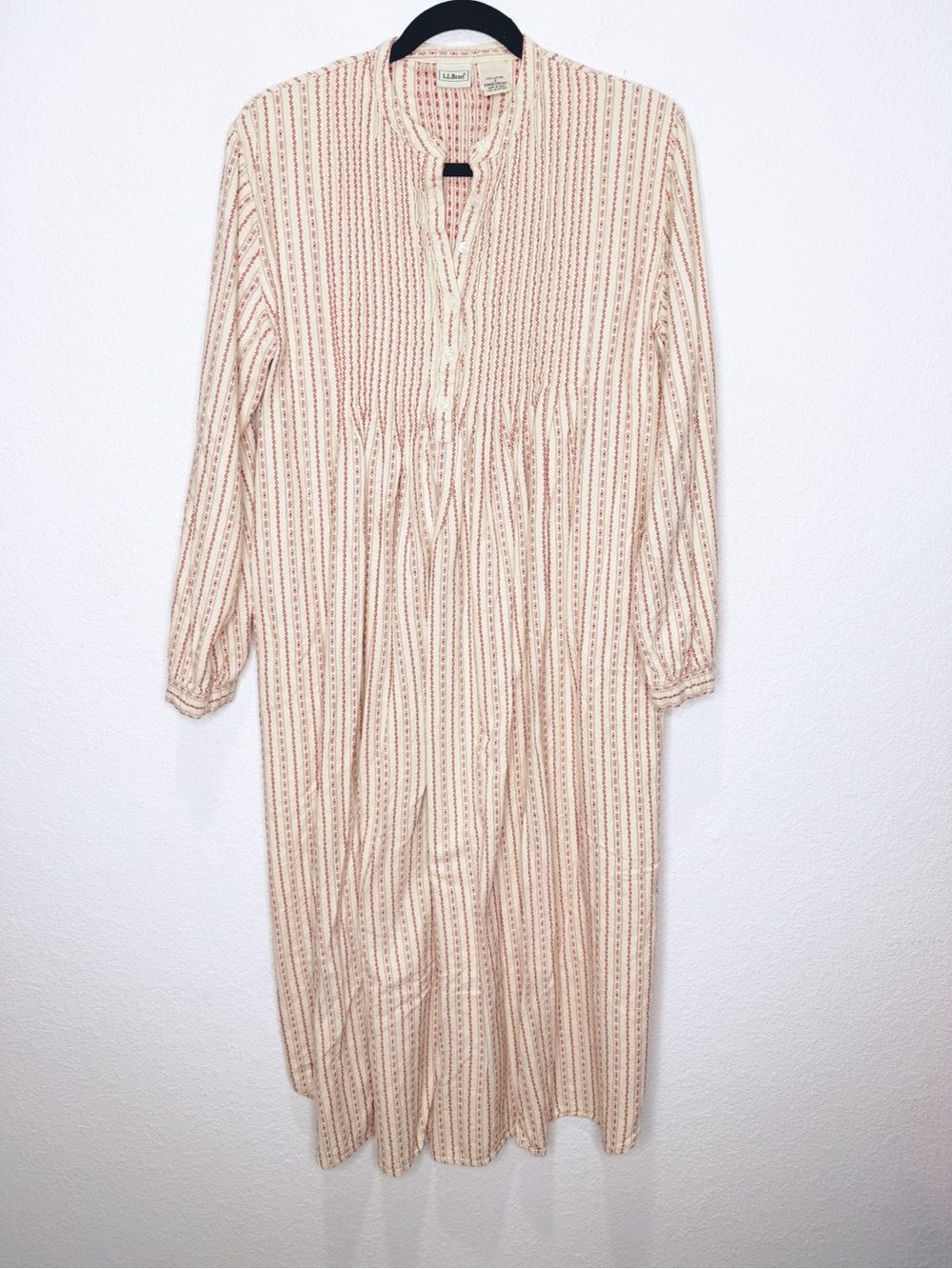 Vintage L.L. Bean Striped Long Maxi Dress Cotton Nightgown Oversized
